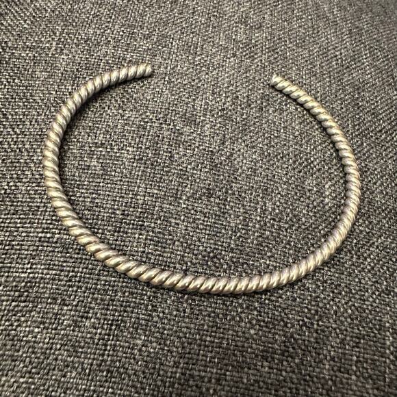 NWOT Sterling Silver Rope Twist Open Bangle Cuff Bracelet - Picture 1 of 2
